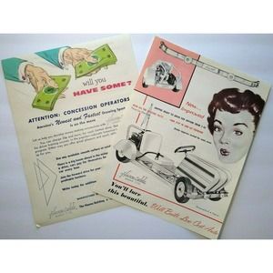 Gas Powered Go Carts FLYERS Buggies Midget Race Cars 1950s Original Hanna Mobile